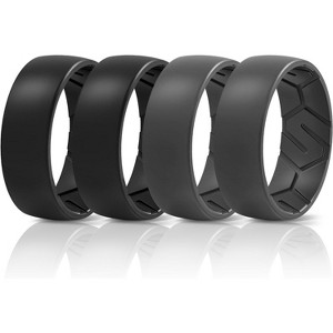 Men's 8mm Silicone Wedding Bands - 2.2mm Thick Breathable Multipack (1/4/5/6/7-Pack) - 1 of 4