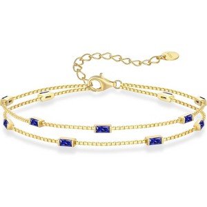 Dainty Sterling Silver Birthstone Bracelet, Simple Charm Link Jewelry, Birthday Anniversary Christmas Gift for Women - 1 of 4