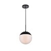 Elegant Lighting Eclipse 1 Light Black Pendant With Frosted White Glass - 3 of 4