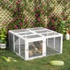 PawHut Rabbit Hutch, Wooden Outdoor Bunny Cage with Openable Foldable Top, Door, Guinea Pig Hutch, for Backyard, Garden, Fits 1-4 Rabbits, Gray - 3 of 4