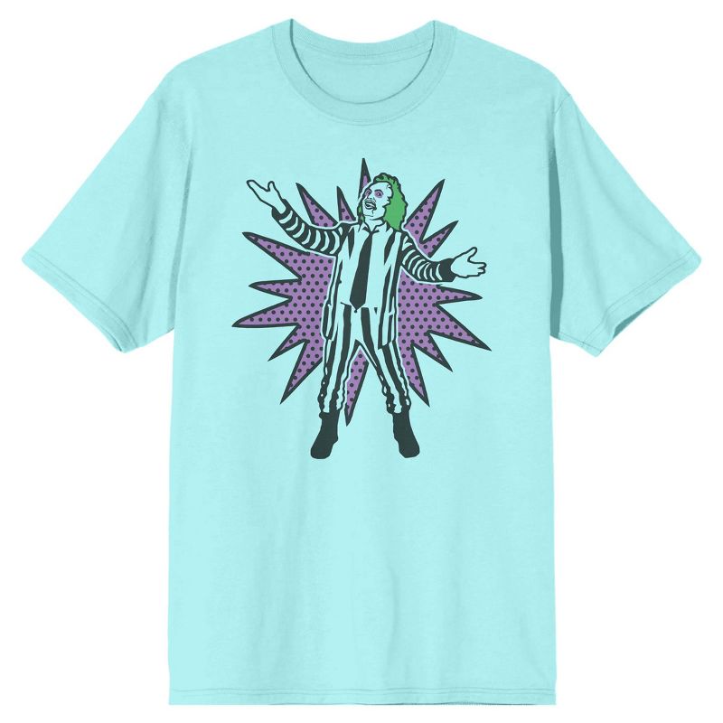 Beetlejuice Betelgeuse Purple Star Men's Celadon T-shirt, 1 of 3