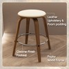 LeisureMod Wooden Counter Stool Round Seat Leather Upholstery and Iron Pelya Collection - 4 of 4