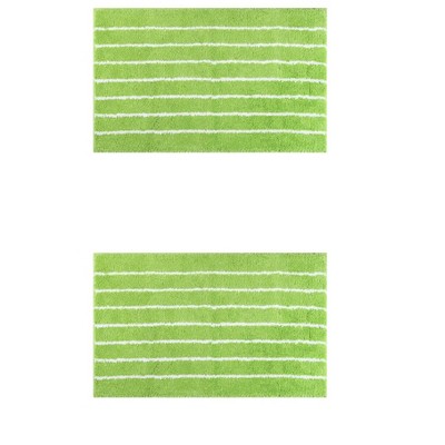 Unique Bargains 2 Pcs Striped Pattern Soft Absorbent Non-Slip Bath mats for Bathroom Floor