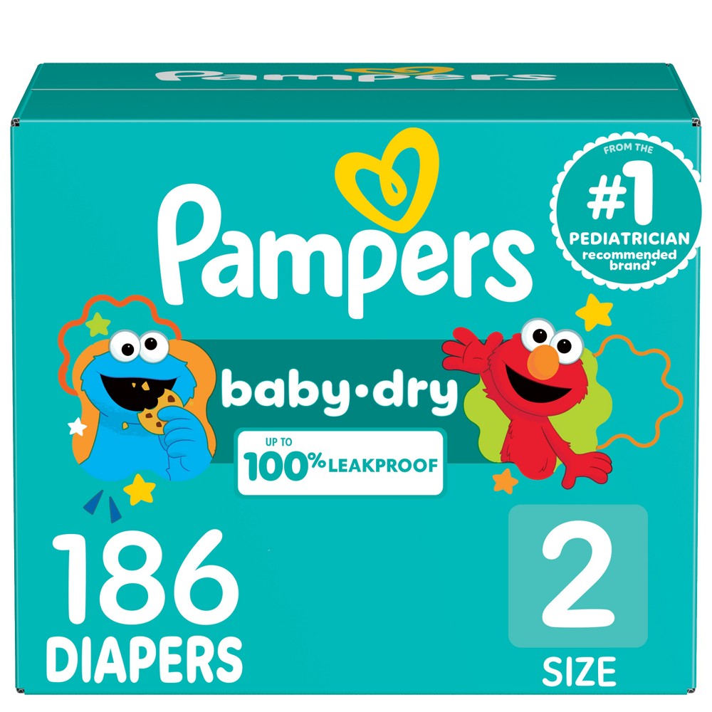 Photos - Nappies Pampers Baby Dry Diapers Pack - Size 2 -186ct 