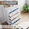 Zstar Black wood five-drawer dresser with deep drawers and metal knobs - 4 of 4