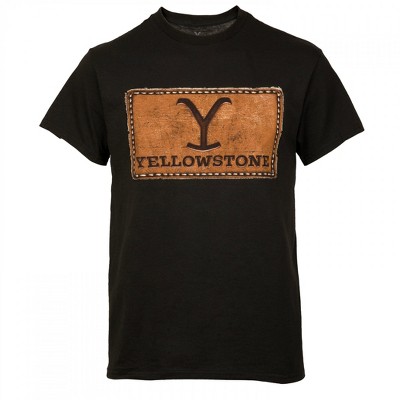 Mens Yellowstone Leather Patch Logo T-Shirt