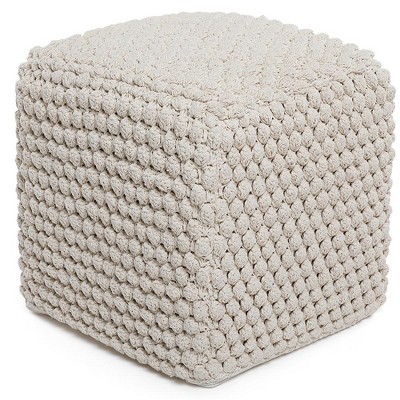 Natural Cotton Braided Square Pouf Ottoman