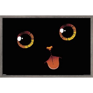 Trends International Tobe Fonseca - Black Cat Minimalist Tongue Framed Wall Poster Prints - 1 of 4