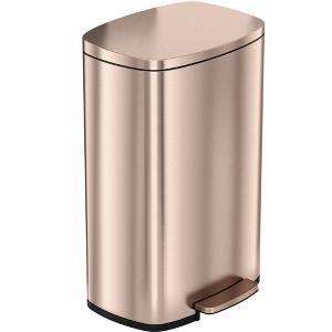 iTouchless SoftStep Step Pedal Kitchen Trash Can with AbsorbX Odor Filter and Removable Inner Bucket 13.2 Gallon Rose Gold Stainless Steel - 1 of 4