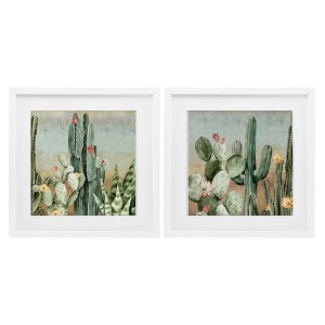 Stupell Industries Cactus Blooms Among Thorns 2pc Framed Print Under Glass Set - 1 of 4