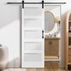 Karl Home 30 in. x 84 in. 5 Lite Tempered Frosted Glass White Primed Glass Sliding Wood Barn Door with Hardware Kit - 3 of 4