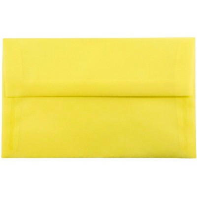 JAM Paper A10 Translucent Vellum Invitation Envelopes 6 x 9.5 Primary Yellow PACV856