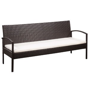 vidaXL Patio Lounge Set- Outdoor 5 Piece Poly Rattan Furniture Set with Cushions, Easy to Clean & Assemble- Sturdy Steel Frame, Light Brown - 1 of 4
