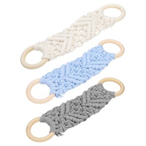 Unique Bargains Woven Cotton Rope Wooden Rings Handmade Towel Rings - 1 of 4