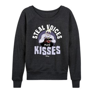 Women's - Disney Villains - Valentine's Day Lightweight French Terry Wide Neck Long Sleeve Shirt - 1 of 4