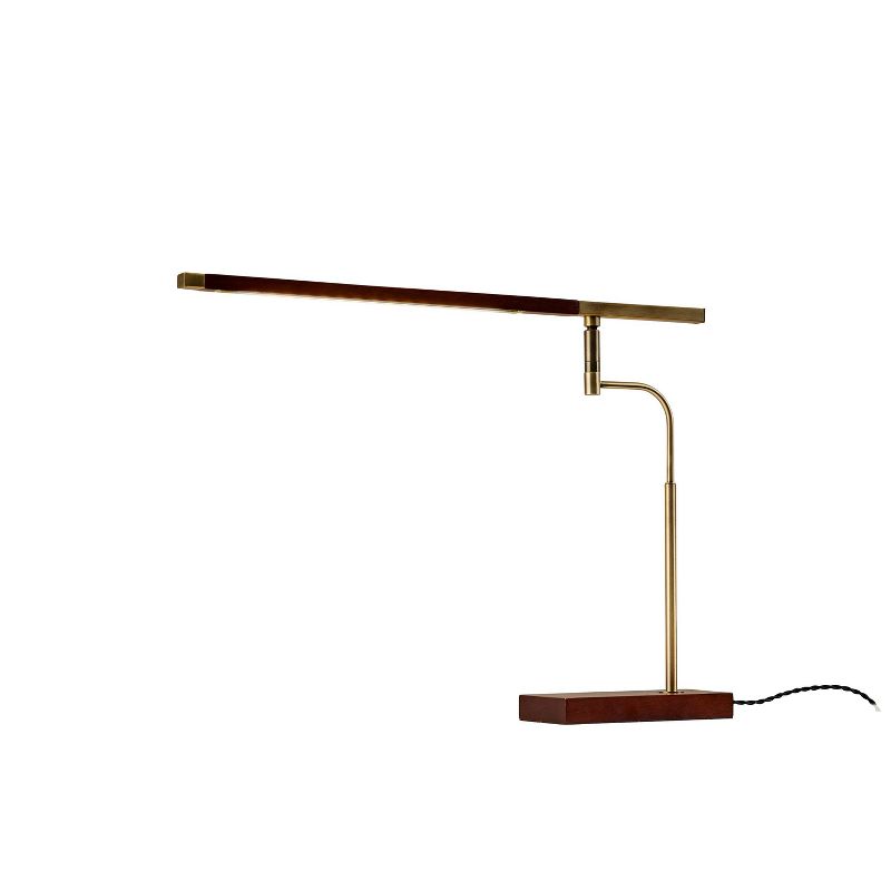 LED Barrett Desk Lamp Walnut/Brass (Includes LED Light Bulb) - Adesso, 1 of 10