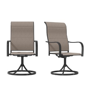 CLIHOME 2-Piece Outdoor Patio Swivel Rocking Dining Chairs,High Back Support 360° Rotating Iron Textilene Dining Swivel Chairs（ set of 2 ） - 1 of 4