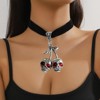Gothic Skull Necklace Vintage Velvet Choker Black Red Cherry Skull Necklace Punk Style Rock Gothic Aesthetic Necklace Holiday Biker Jewelry Necklace - 4 of 4