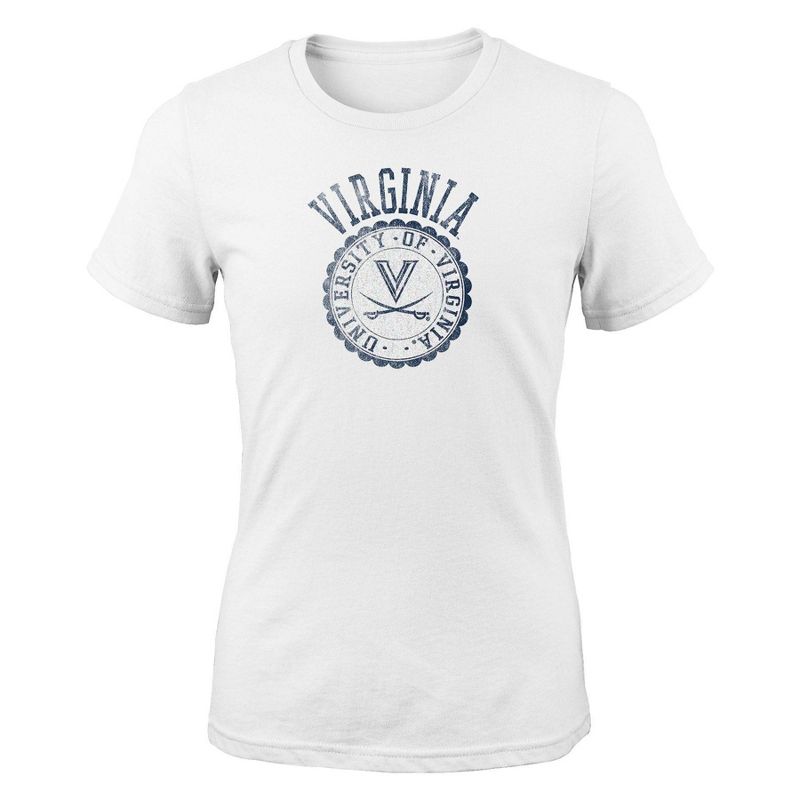 NCAA Virginia Cavaliers Girls&#39; White Crew T-Shirt, 1 of 2