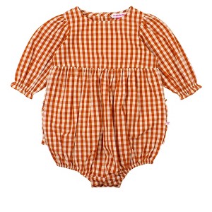 RuffleButts Baby Girls Woven Long Sleeve Bubble Romper - 1 of 4