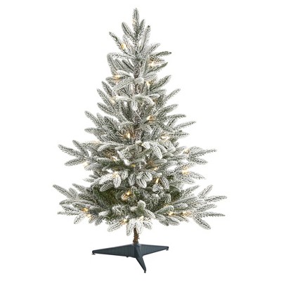 Nearly Natural 3’ Flocked Manchester Spruce Prelit Led Artificial ...