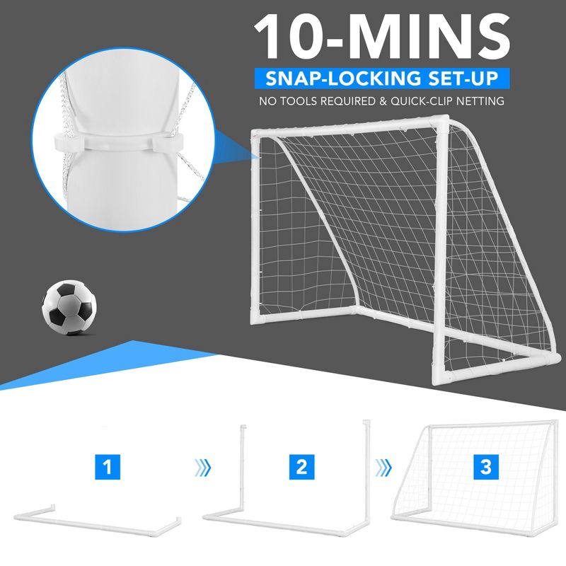 Costway 6 FT  x 4 FT Portable Kids Soccer Goal Quick Set-up for Backyard Soccer Training, 3 of 11