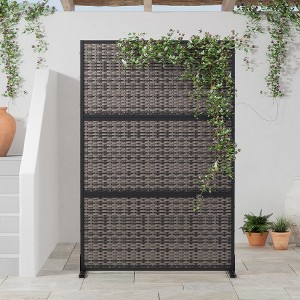 SpassWay 72"H Black 3 Panel Woven Room Divider Decorative Metal Privacy Screen Garden Arbor Freestanding Patio Trellis - 1 of 4