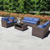 Outdoor Patio Furniture Sofa Sets,7 Piece Rattan Furniture Sectional Couch Set with Glass Coffee Table for Backyard Garden - 3 of 4