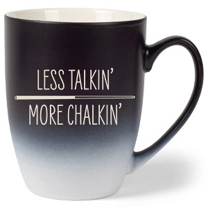 100 North Billiards Design 10 Ounce Black and White Two Toned Ombre, Comfortably Fits Your Hands, Ceramic Tea Coffee Cup Mug, Less Talkin' More - 1 of 1