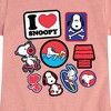 Girls' - Peanuts - I Heart Snoopy Patches Fitted Short Sleeve Graphic T-Shirt - 2 of 4