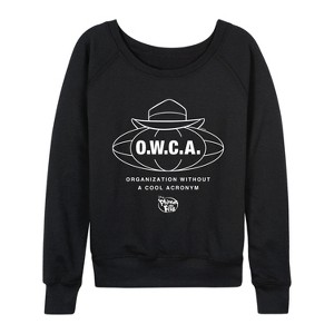 Women's - Disney - Owca Lightweight French Terry Wide Neck Long Sleeve Graphic Shirt - 1 of 4