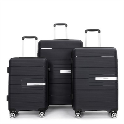 BEAFUP Hardshell Suitcase Double Spinner Wheels PP Luggage Sets Lightweight Durable Suitcase with TSA Lock, Set of 3(20/24/28)