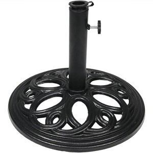 Sunnydaze Outdoor Heavy-Duty Cast Iron Decorative Patio Yard Round Umbrella Base Stand - 18" - Black - 1 of 4