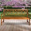 Sloane 3-Seat Ogee Diamond-Back Acacia Wood Outdoor Garden Patio Bench - JONATHAN Y - 2 of 4