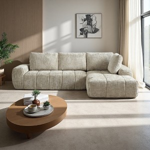 111" Faux Fur L-Shaped Sectional Sofa, Oversized - 1 of 2