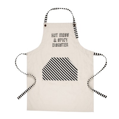 Totalee Gift Hot Mess & Spicy Disaster Apron Cotton White