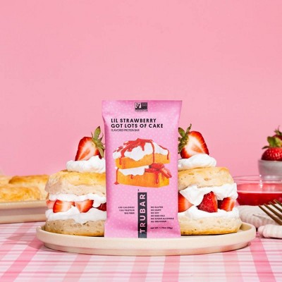 TRUBAR 12g Plant Based Protein Bars - Lil Strawberry Gots Lots of Cake - 5ct: Chewy, Ready to Eat, 8.8 oz