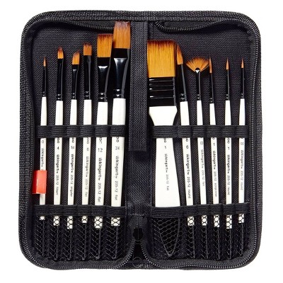 KINGART Brush Set Gold Nylon in Case 12 pc