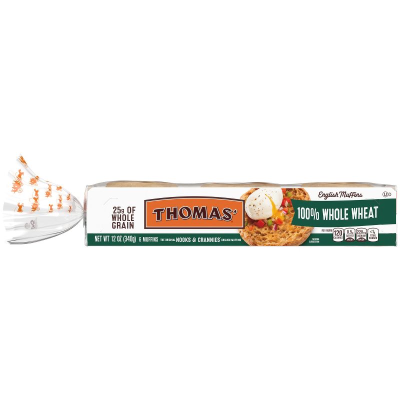 Thomas&#39; Whole Wheat English Muffins - 12oz/6ct, 3 of 9