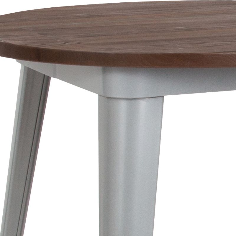 Flash Furniture 30" Round Metal Indoor Table with Rustic Wood Top, 2 of 5