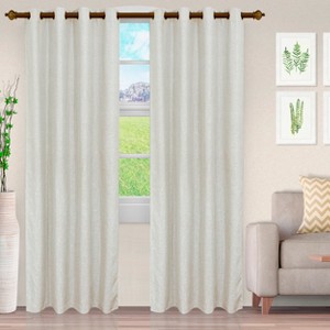 Solid Textured Cascade Room Darkening Jacquard Grommet Curtain Panel Set by Blue Nile Mills - 1 of 4