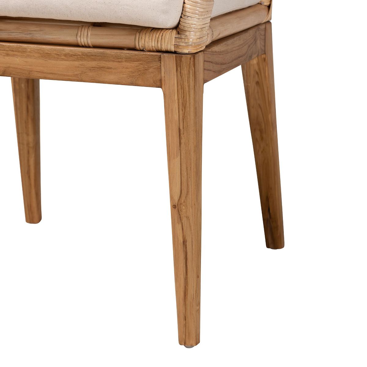 bali & pari Storsel Modern Bohemian Natural Brown Finished Teak Wood and Rattan Dining Chair - thumbnail 7