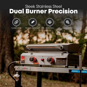 GasOne 2 Burner Flat Top Gas Grill with Lid – Auto Ignition Propane – Premium Stainless Steel Body with Pre Season Griddle, Oil Drip Tray - 1 of 4