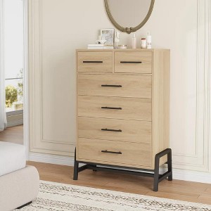 4+2 Dresser for Bedroom, 46.6" Tall Drawer with Storage Freestanding, Wooden Closet Storage for Living Room, Bedroom, Natural Oak - 1 of 4
