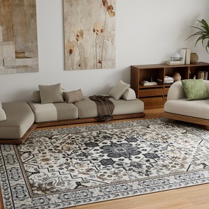 5x7 Washable Traditional Area Rug, Thin Distressed Non-Slip Carpet for Living Room Bedroom Kitchen Dining Room Home Decor - 1 of 4