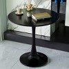 31.5" Round Dining Table for 2–4, Modern Tulip Kitchen Table with MDF Top & Pedestal Base for Dining Room, Living Room, Coffee Area-Tanpinhause - 3 of 4