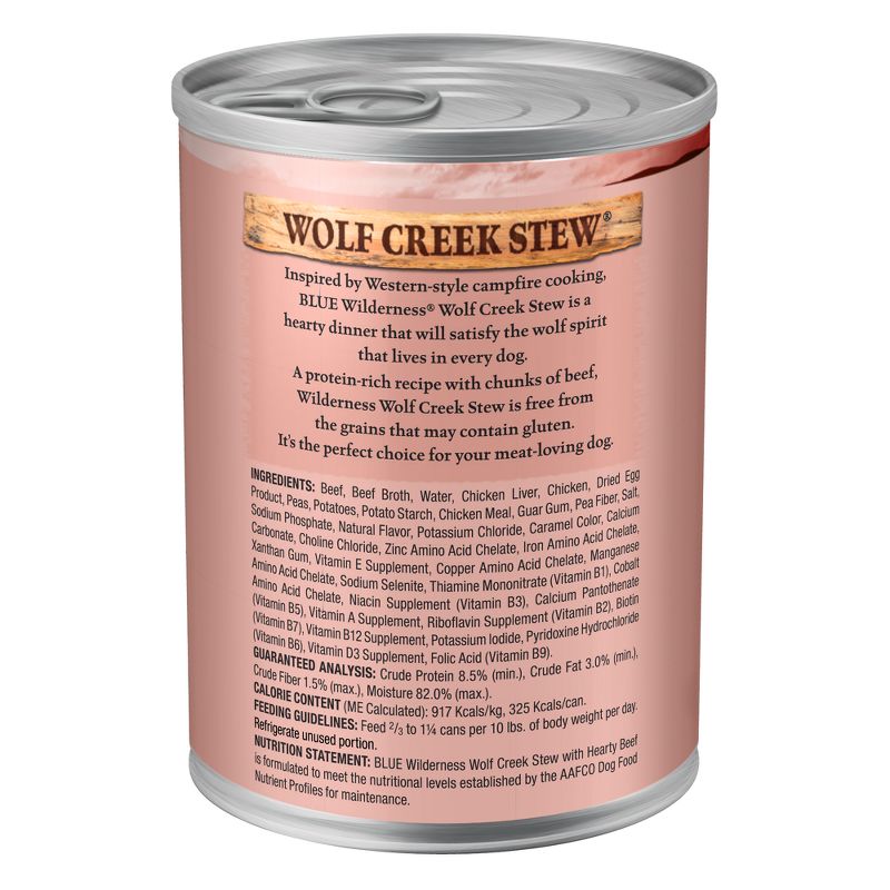 Blue Buffalo Wilderness Wolf Creek Stew High Protein Natural Wet Dog Food with Hearty Beef Stew in Gravy - 12.5oz, 3 of 10