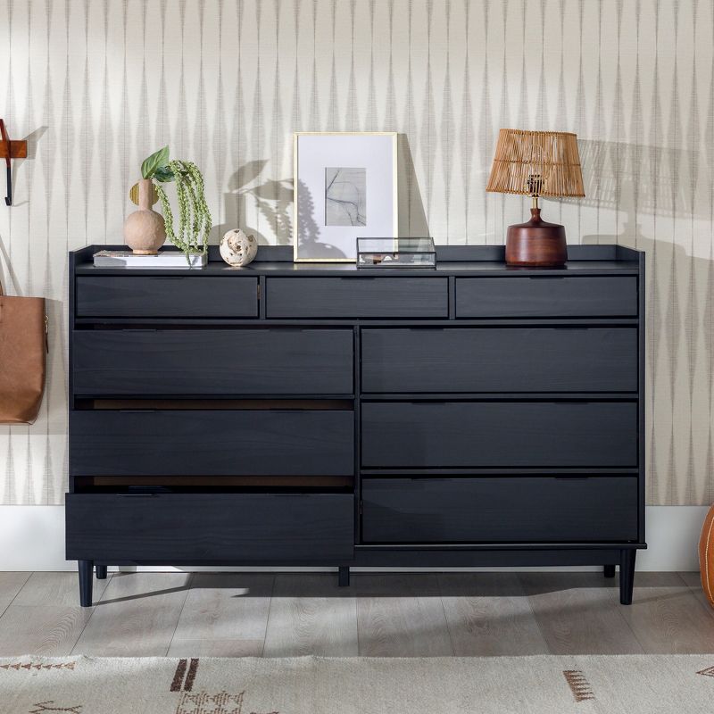 Mid-Century Modern Solid Wood 9 Drawer Horizontal Dresser - Saracina Home
, 6 of 11