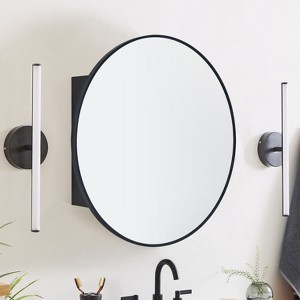TEHOME Surface Mount Black Circular Round Bathroom Medicine Cabinet with Mirror Metal Framed Circle Bathroom Storage Cabinet 26'' Dia - 1 of 4
