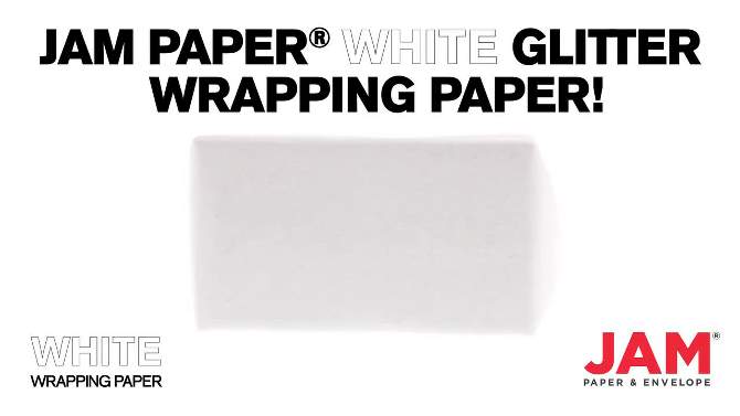 JAM PAPER White Glitter Gift Wrapping Paper Roll - 1 pack of 25 Sq. Ft., 2 of 7, play video